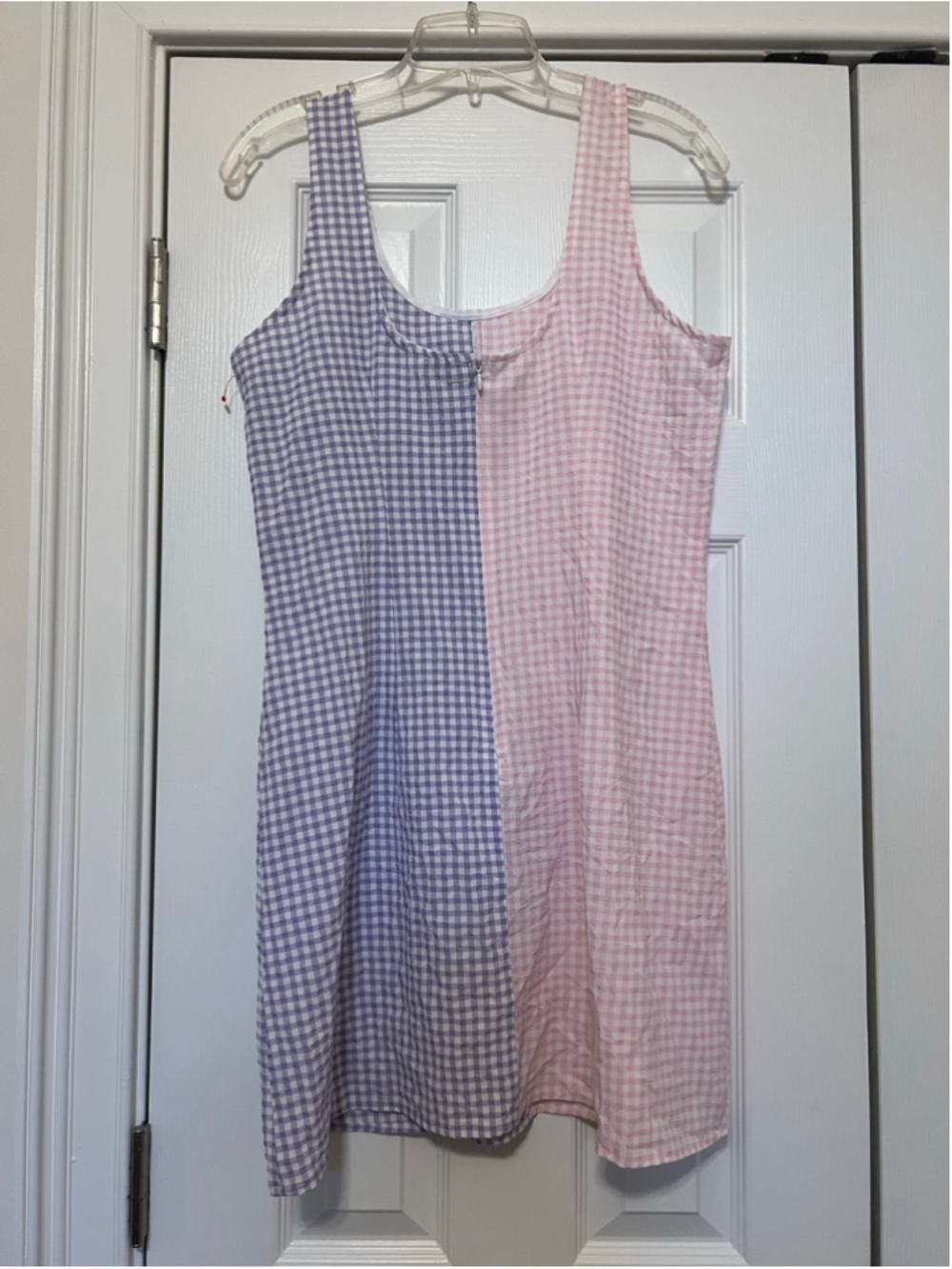 Women's nlt Mini Dress Size L Purple Pink Gingham Two-Tone Colorblock
